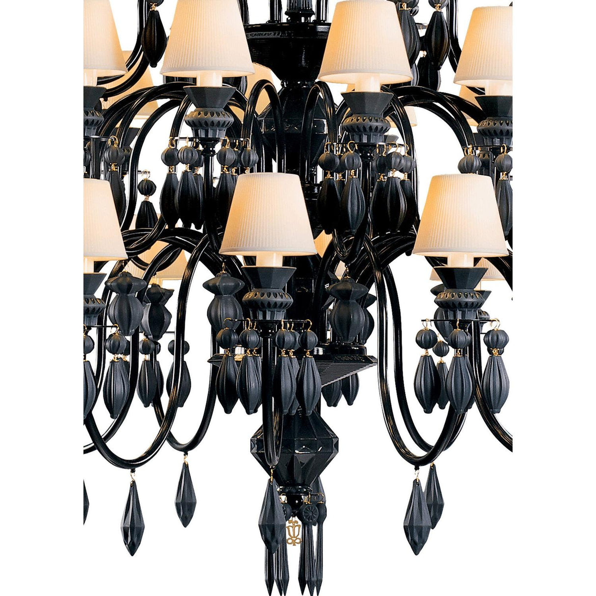 Lladró Chandelier Belle De Nuit 40 Luci Nero Assoluto 150x100cm Porcellana
