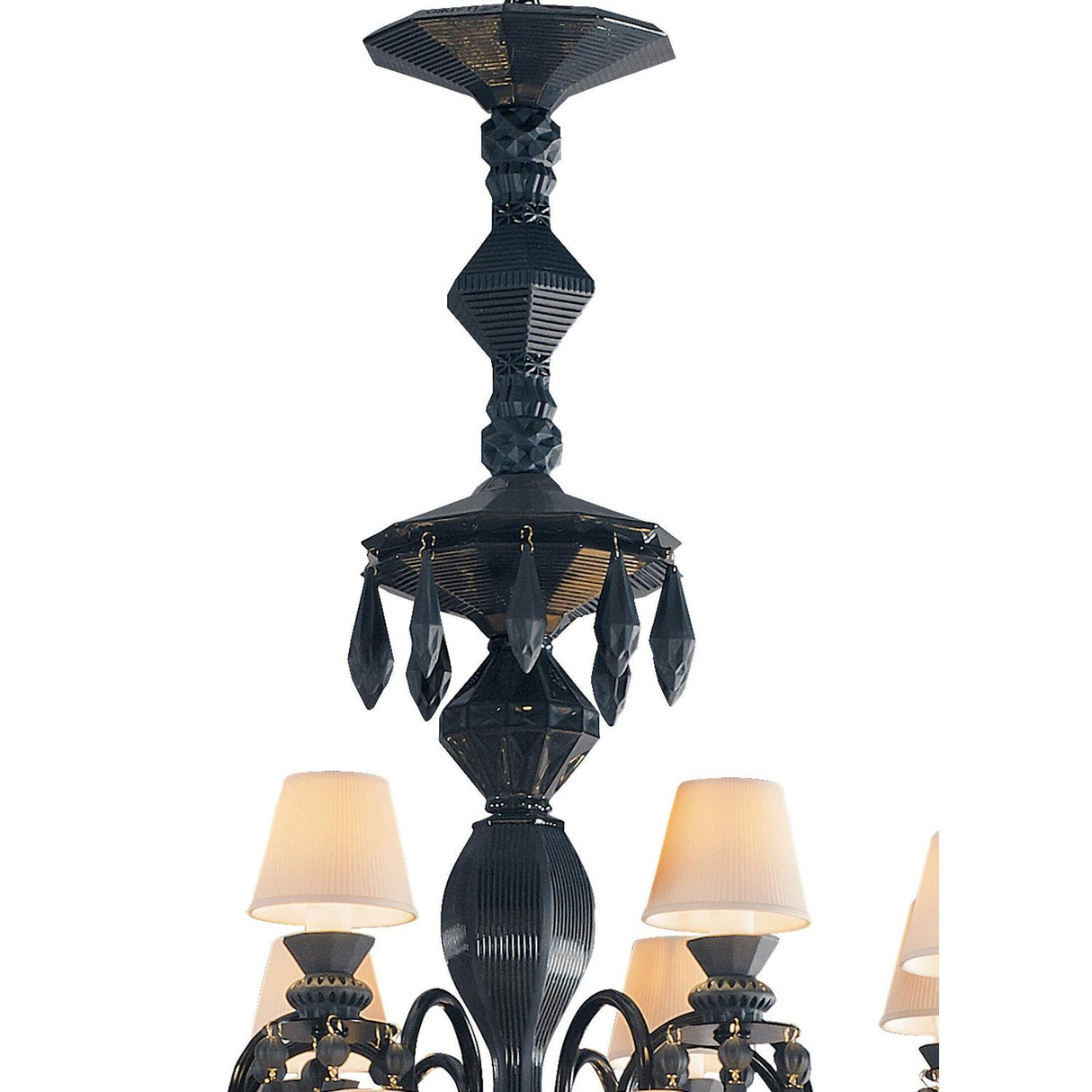 Lladró Chandelier Belle De Nuit 56 Luci Nero Assoluto 175x110cm Porcellana