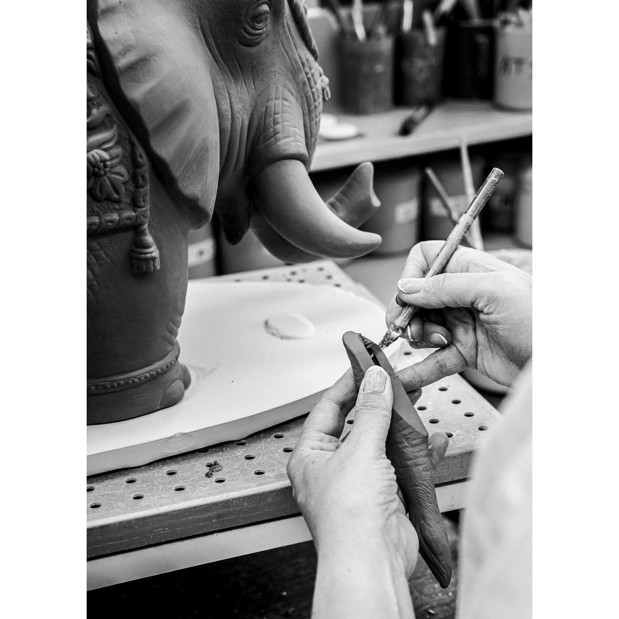 LLADRO' Lampada da Tavolo Elefante di Siam 70x50cm Porcellana