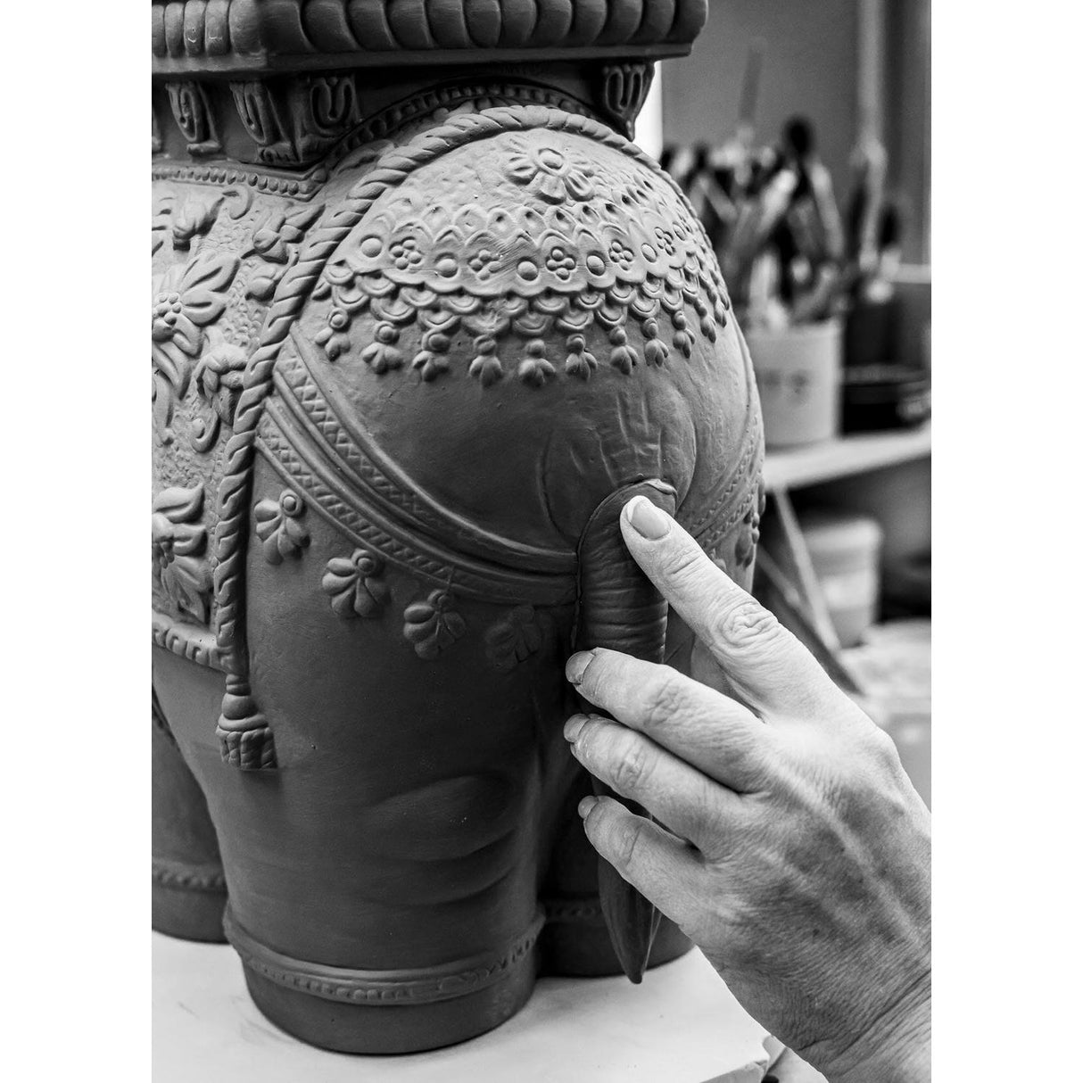 LLADRO' Lampada da Tavolo Elefante di Siam 70x50cm Porcellana