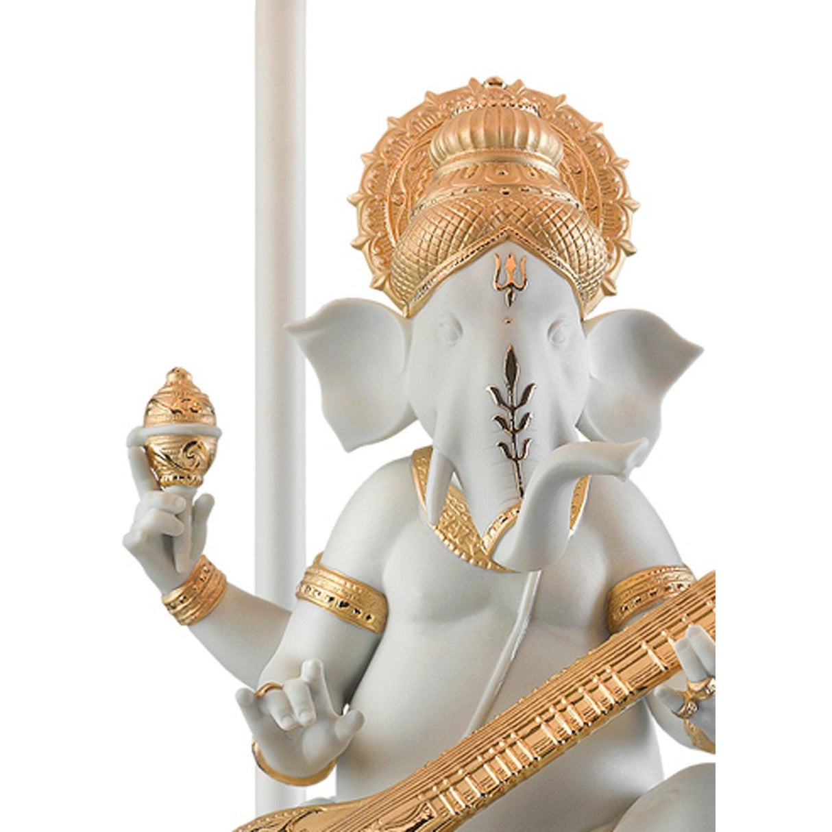 LLADRO' Lampada da Tavolo Ganesha con Veena Lustro Oro 57x30cm Porcellana