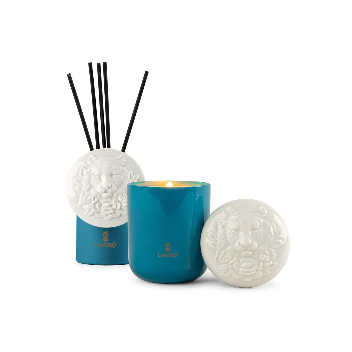 Lladró Diffusore Profumo Tigre Chiaro di Luna 21x9cm Porcellana