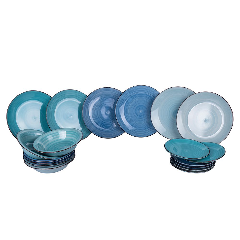 VILLA D'ESTE HOME TIVOLI Baita Acqua Ocean Servizio Tavola Piatti Set 18 Pezzi Gres