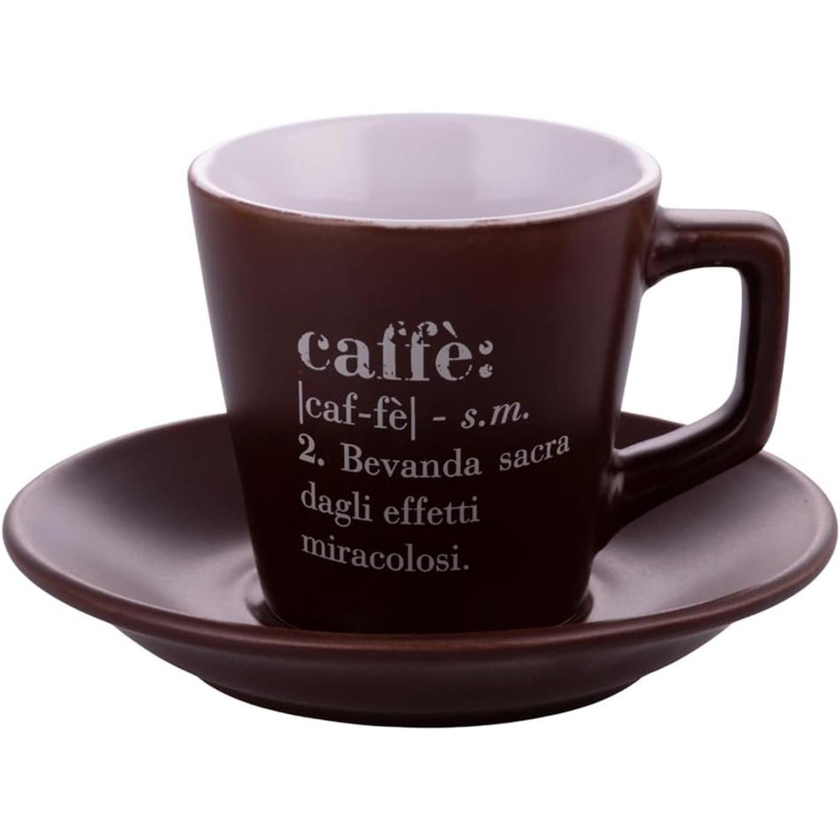VILLA D'ESTE HOME TIVOLI Victionary Tazza Caffè con Piattino Set 6 Pezzi Chocolate Gres