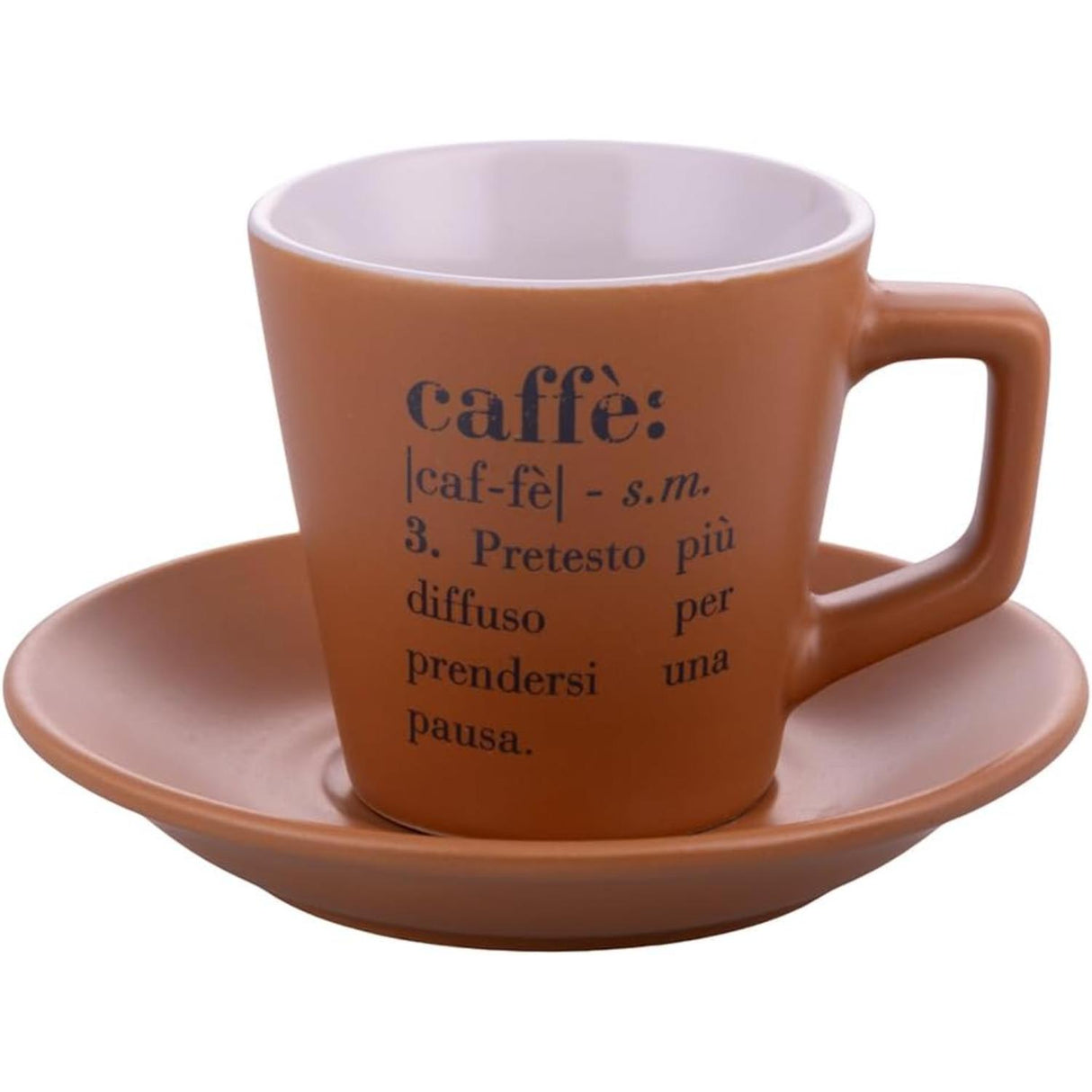 VILLA D'ESTE HOME TIVOLI Victionary Tazza Caffè con Piattino Set 6 Pezzi Chocolate Gres