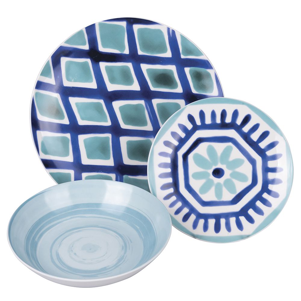 VILLA D'ESTE HOME TIVOLI Aquazul Servizio Tavola Piatti Set 18 Pezzi Porcellana