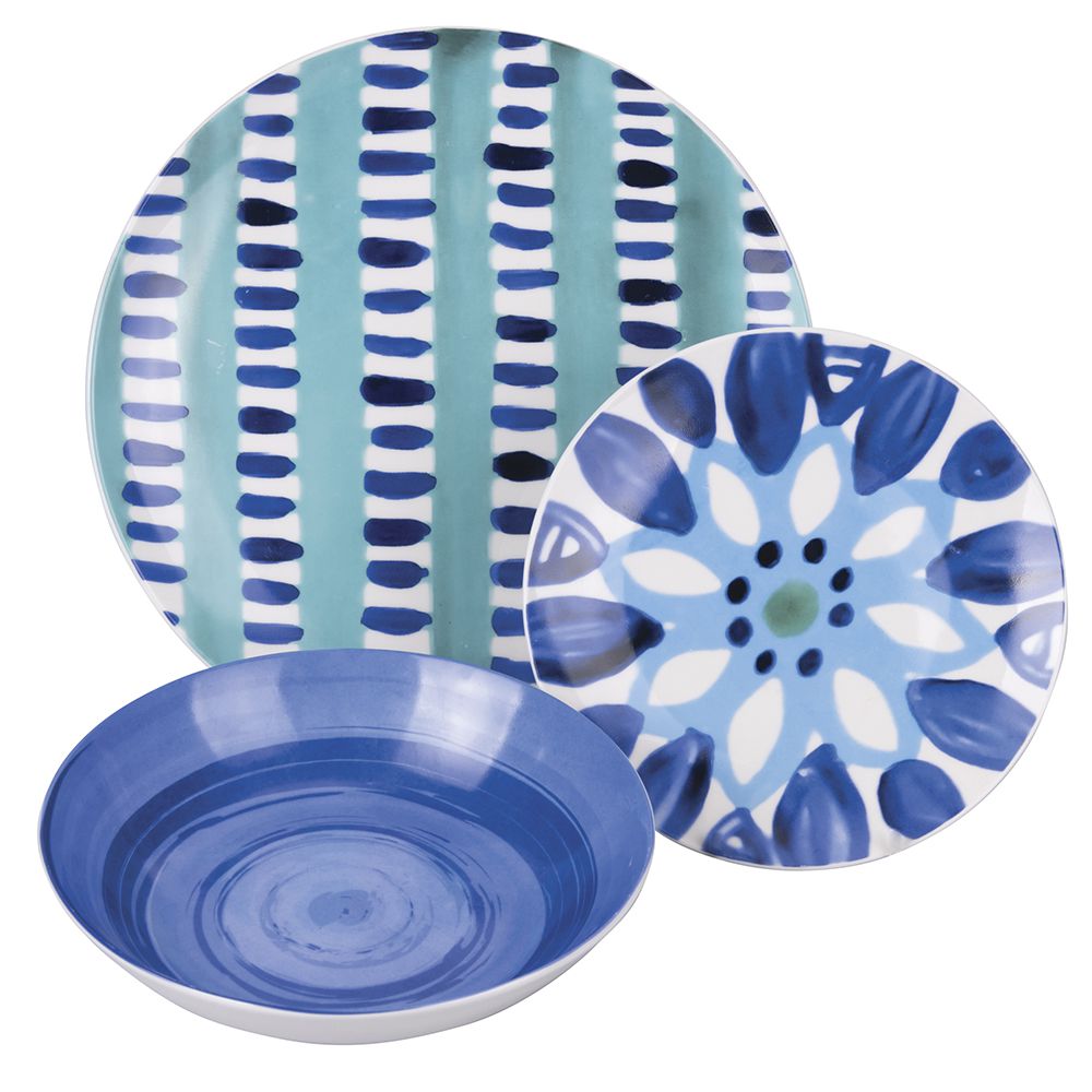 VILLA D'ESTE HOME TIVOLI Aquazul Servizio Tavola Piatti Set 18 Pezzi Porcellana