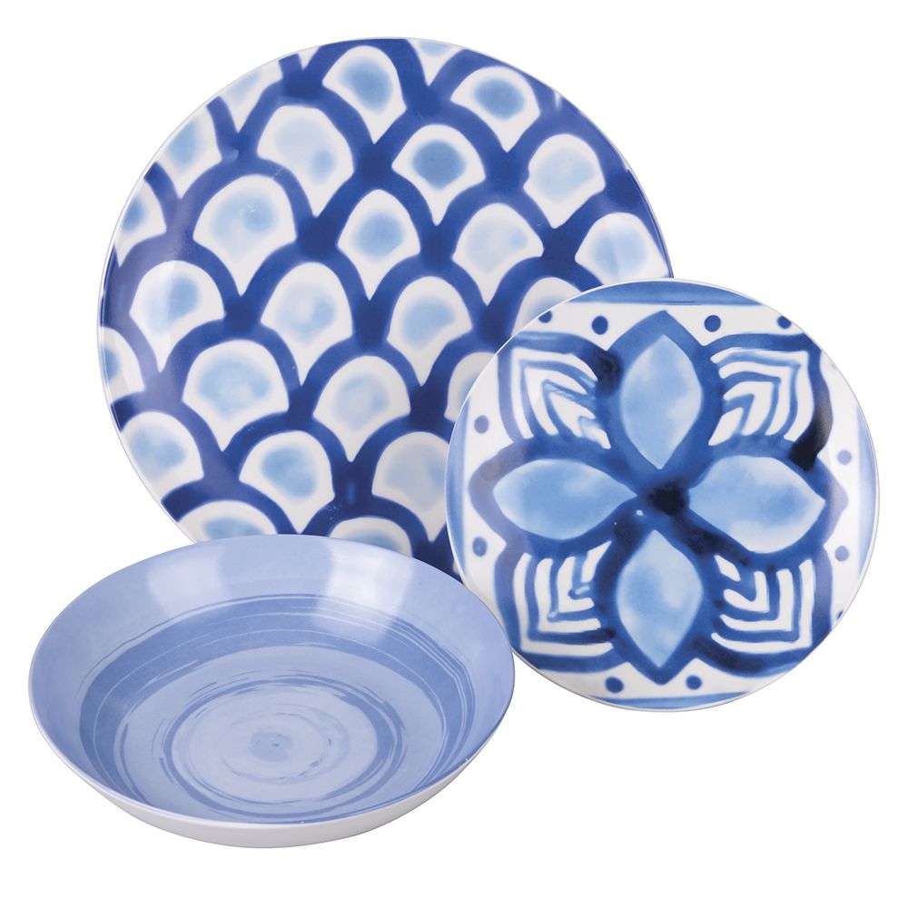 VILLA D'ESTE HOME TIVOLI Aquazul Servizio Tavola Piatti Set 18 Pezzi Porcellana