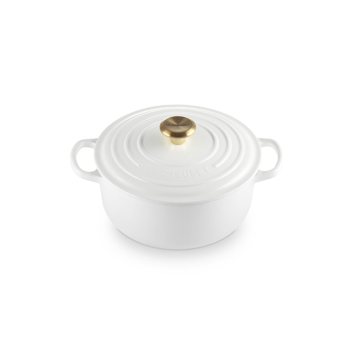 LE CREUSET Cocotte Rotonda Evolution 20cm Bianco Pomello Oro Ghisa Vetrificata
