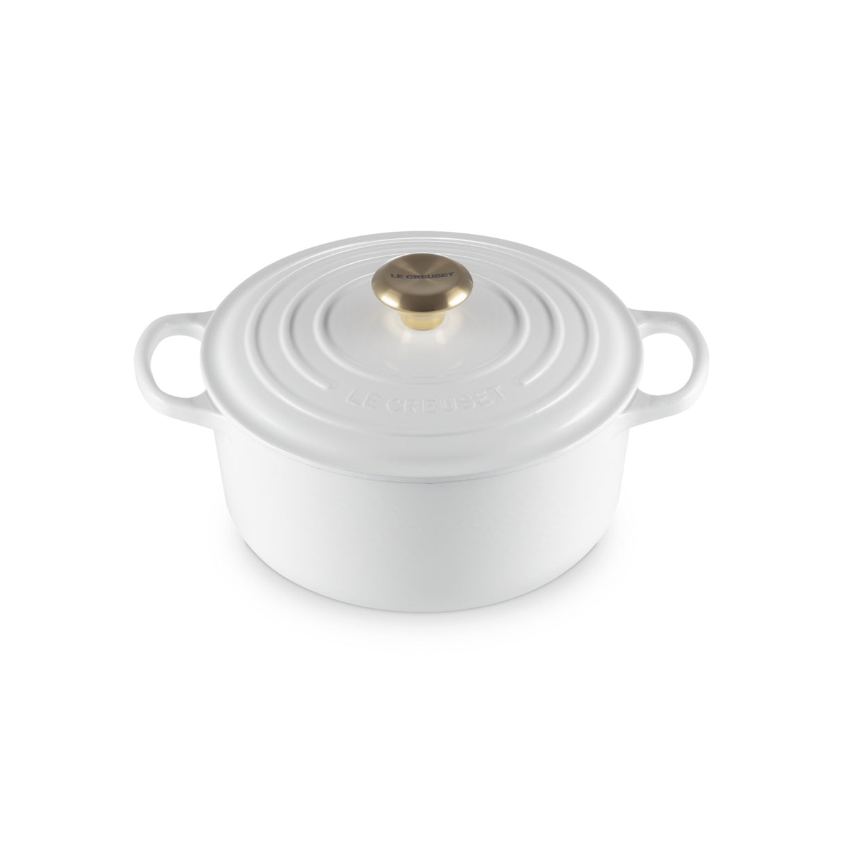 LE CREUSET Cocotte Rotonda Evolution 24cm Bianco Pomello Oro Ghisa Vetrificata
