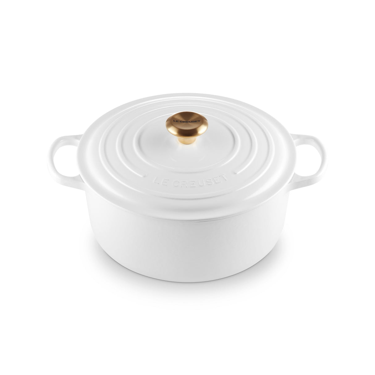 LE CREUSET Cocotte Rotonda Evolution 28cm Bianco Pomello Oro Ghisa Vetrificata