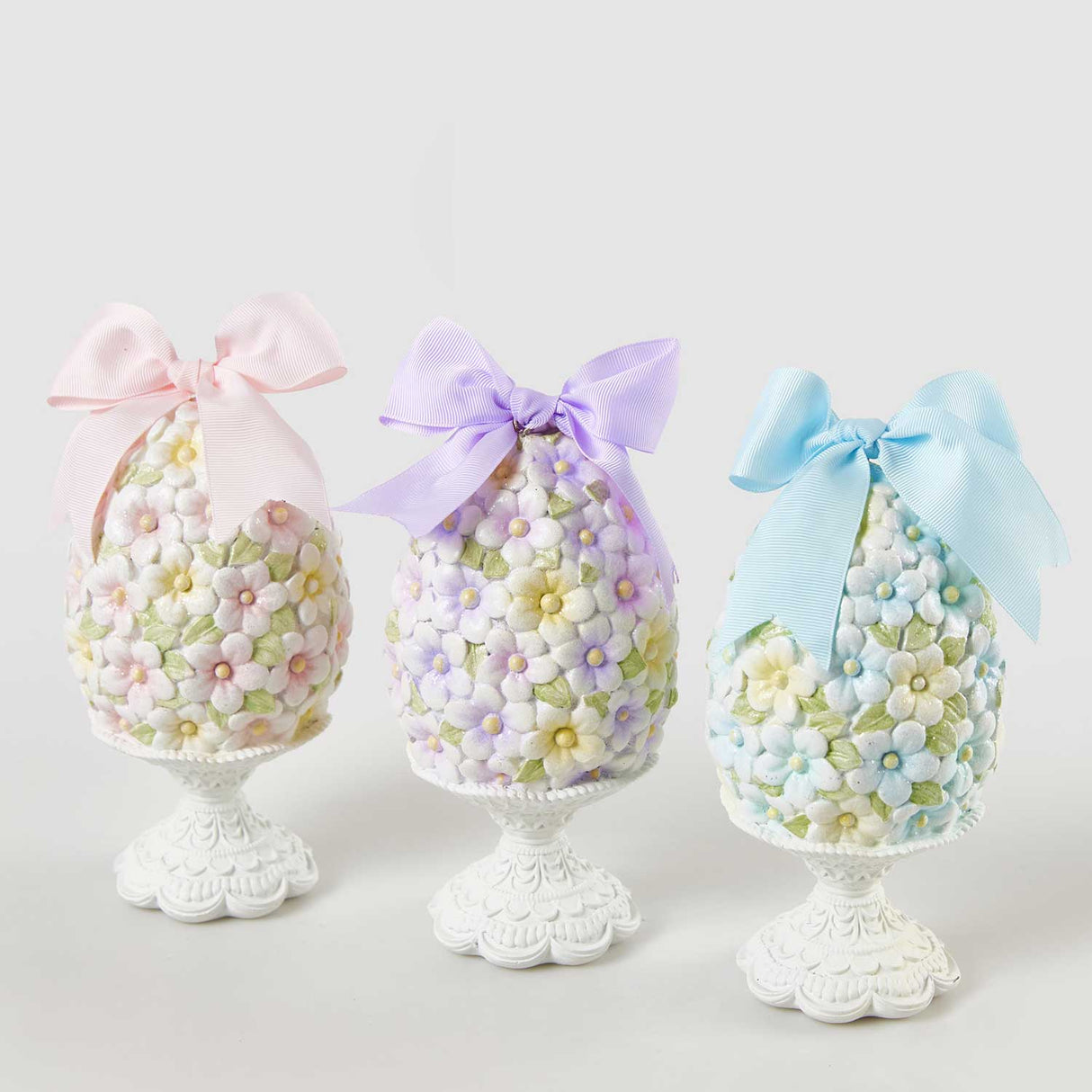 EDG Enzo De Gasperi Decorazione Uovo di Pasqua Fiocco Azzurro 20x10cm Poliresina