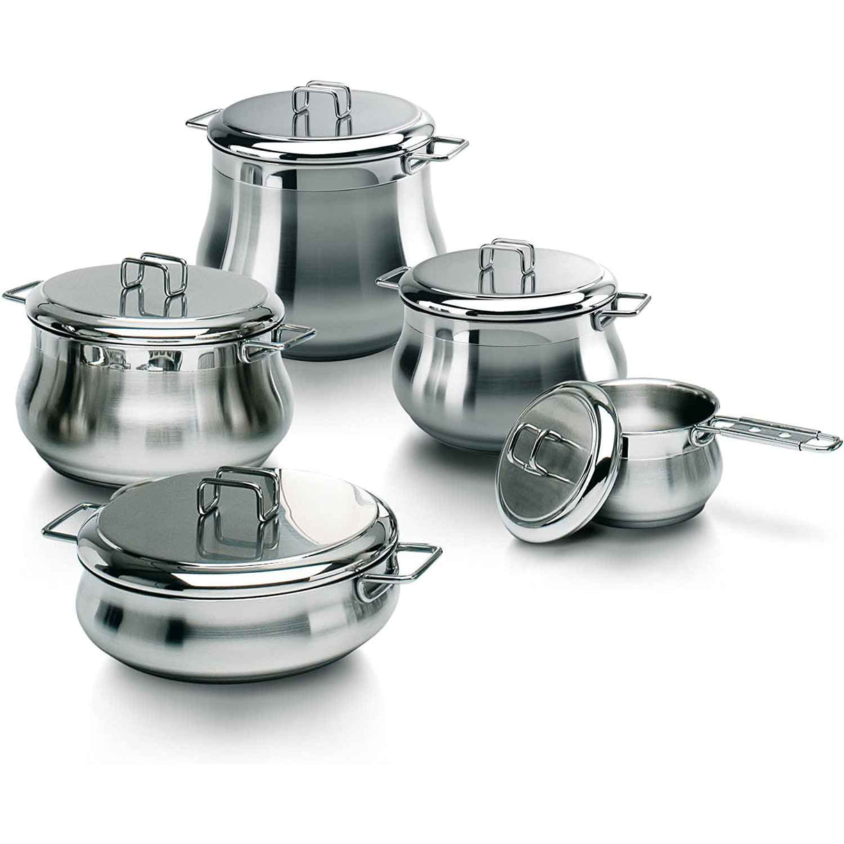BARAZZONI Tummy Battery Cookware Set 10 Pieces Stainless Steel Made in Italy