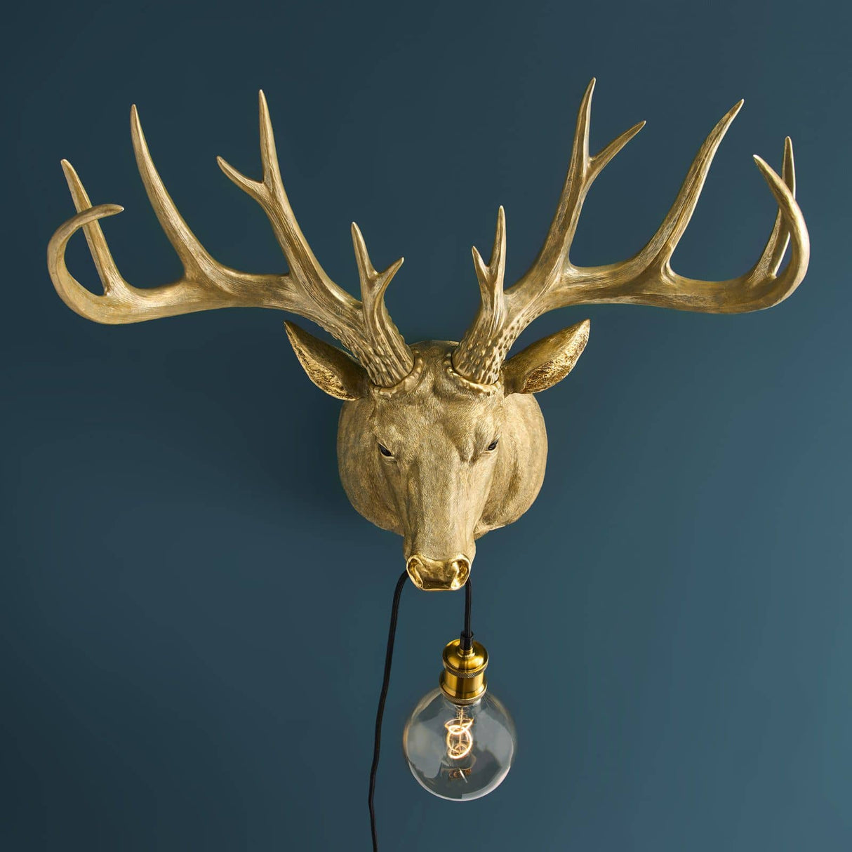 WERNS Lampada da Parete Parete Applique Cervo Harry 57,5x73,5cm Oro Poliresina