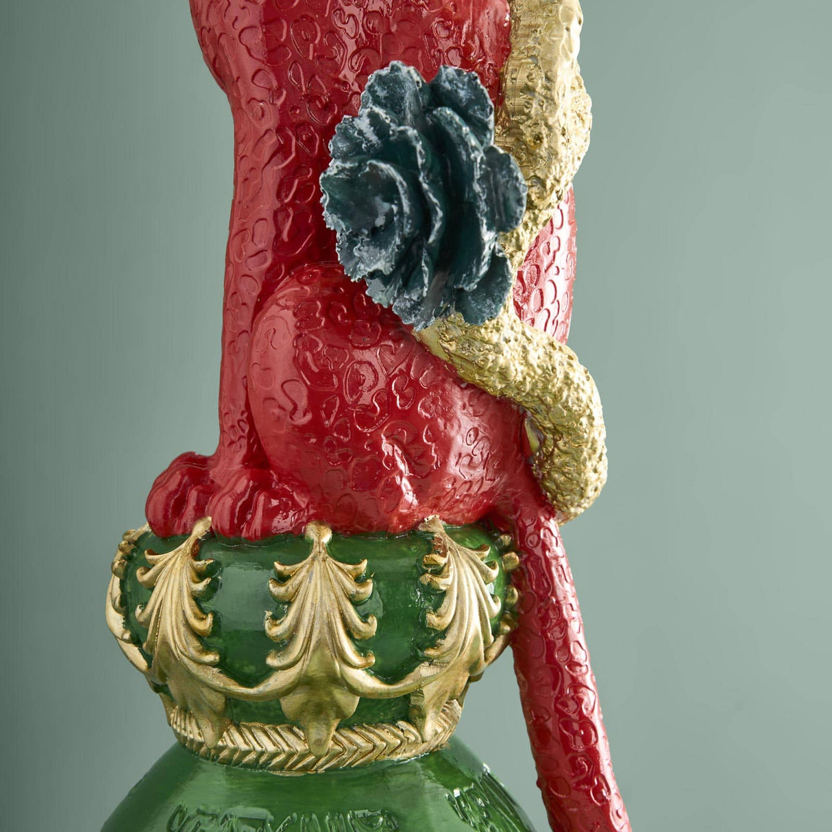 WERNS Tavolino Leopardo con Cacatua 40x51cm Poliresina