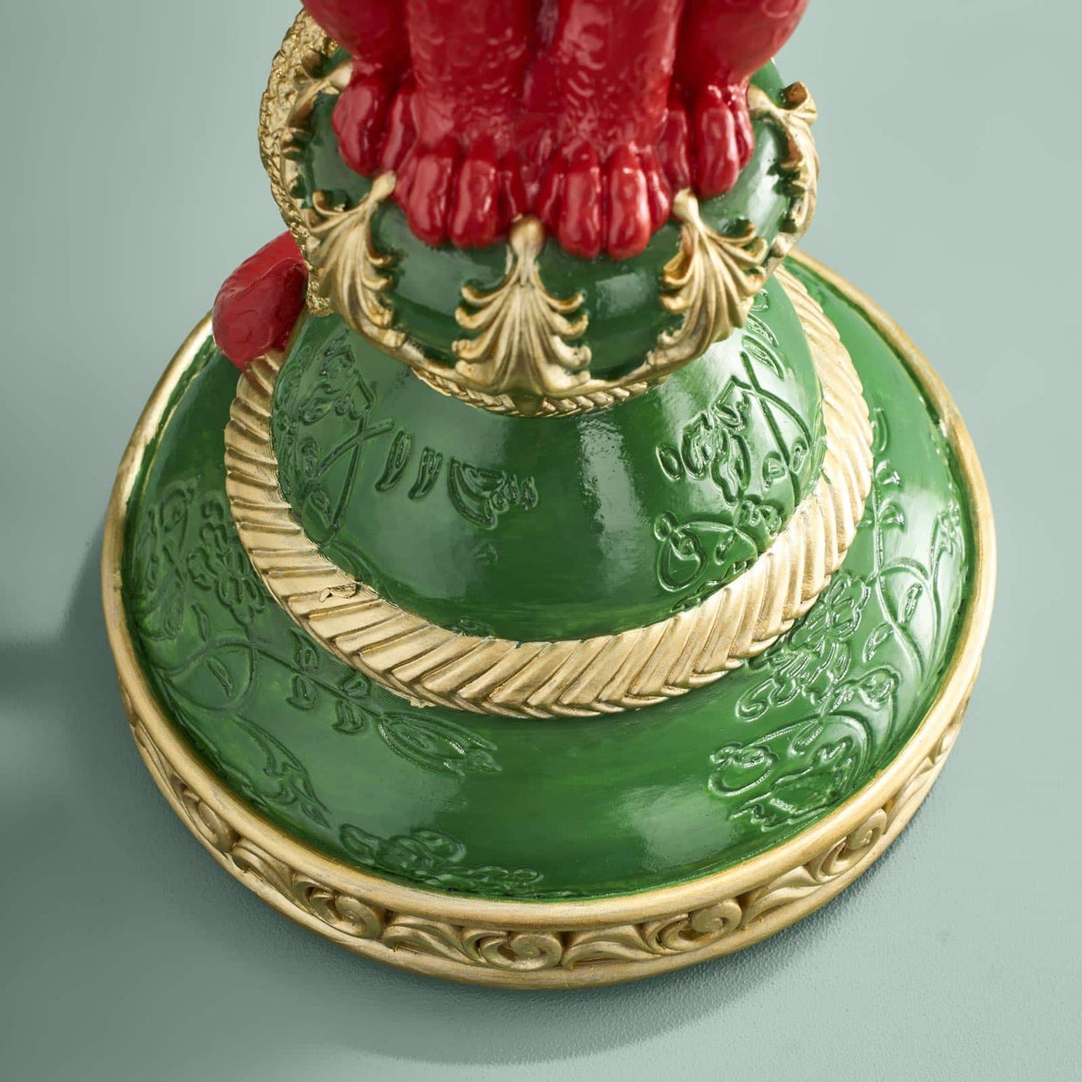 WERNS Tavolino Leopardo con Cacatua 40x51cm Poliresina