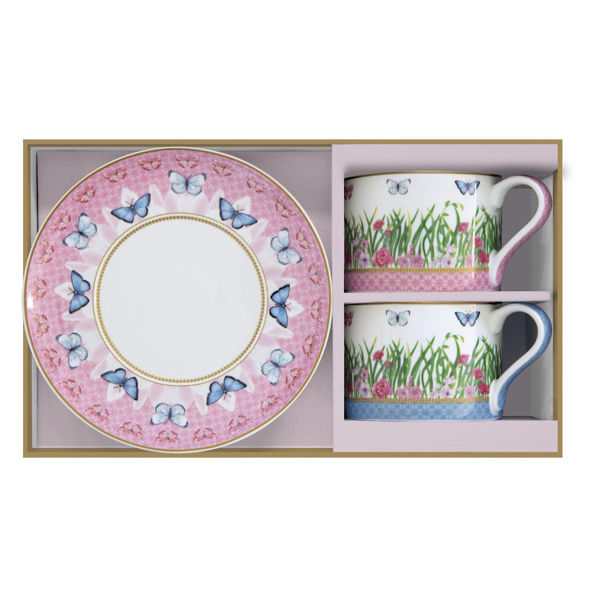 EASY LIFE Spring Parade Set 2 Tazze Tè 240ml con Piattini Porcellana