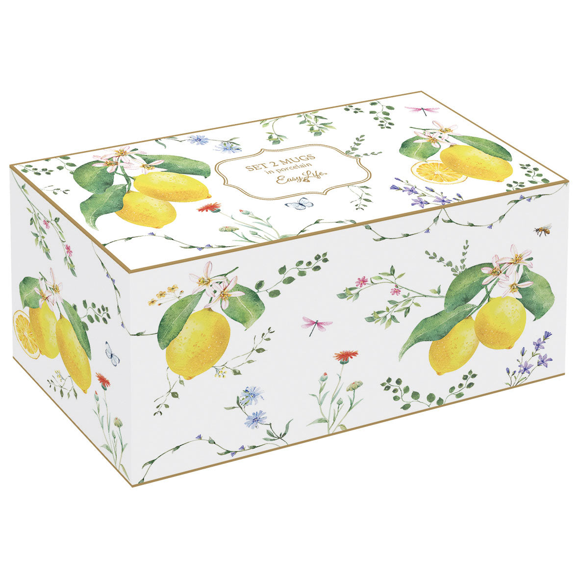 EASY LIFE Fleurs et Citrons Set 2 Tazze Mug 275ml Porcellana