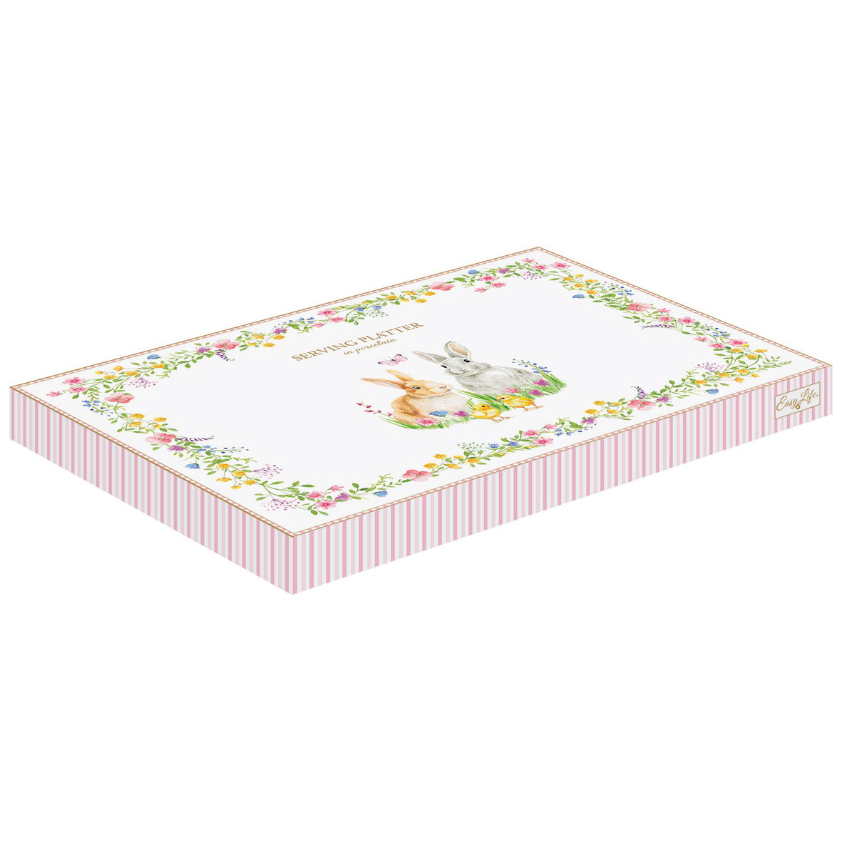 EASY LIFE Happy Easter Vassoio Ovale 35x23,5cm Porcellana Tavola di Pasqua