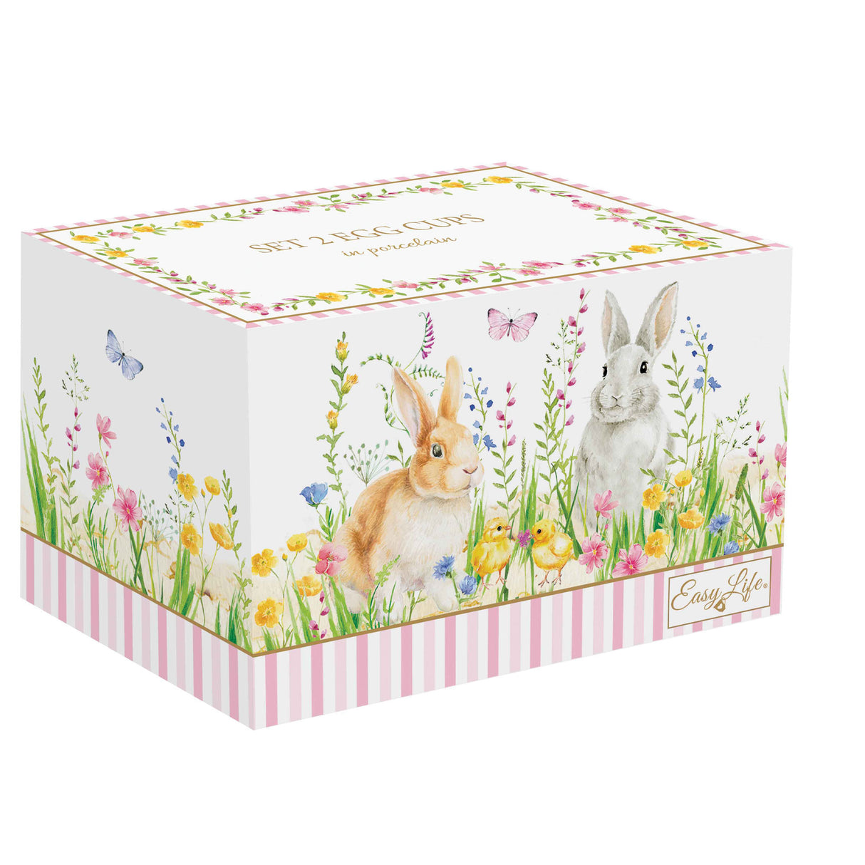 EASY LIFE Happy Easter Set 2 Portauovo 6,5cm Porcellana Tavola di Pasqua