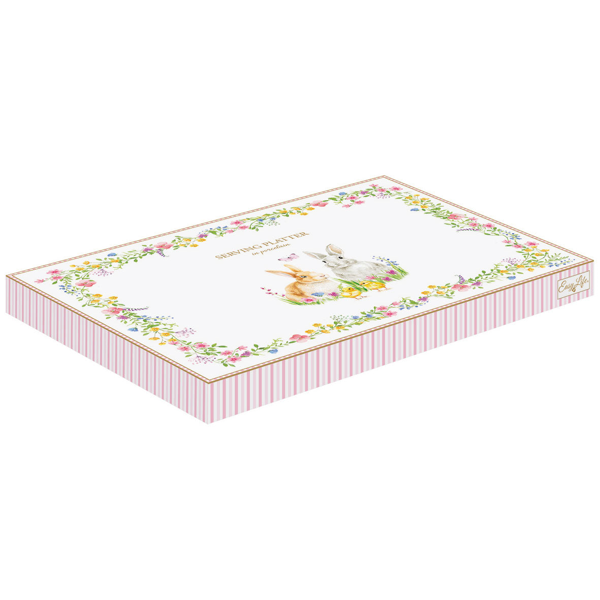 EASY LIFE Happy Easter Vassoio 36x24 Porcellana Tavola di Pasqua