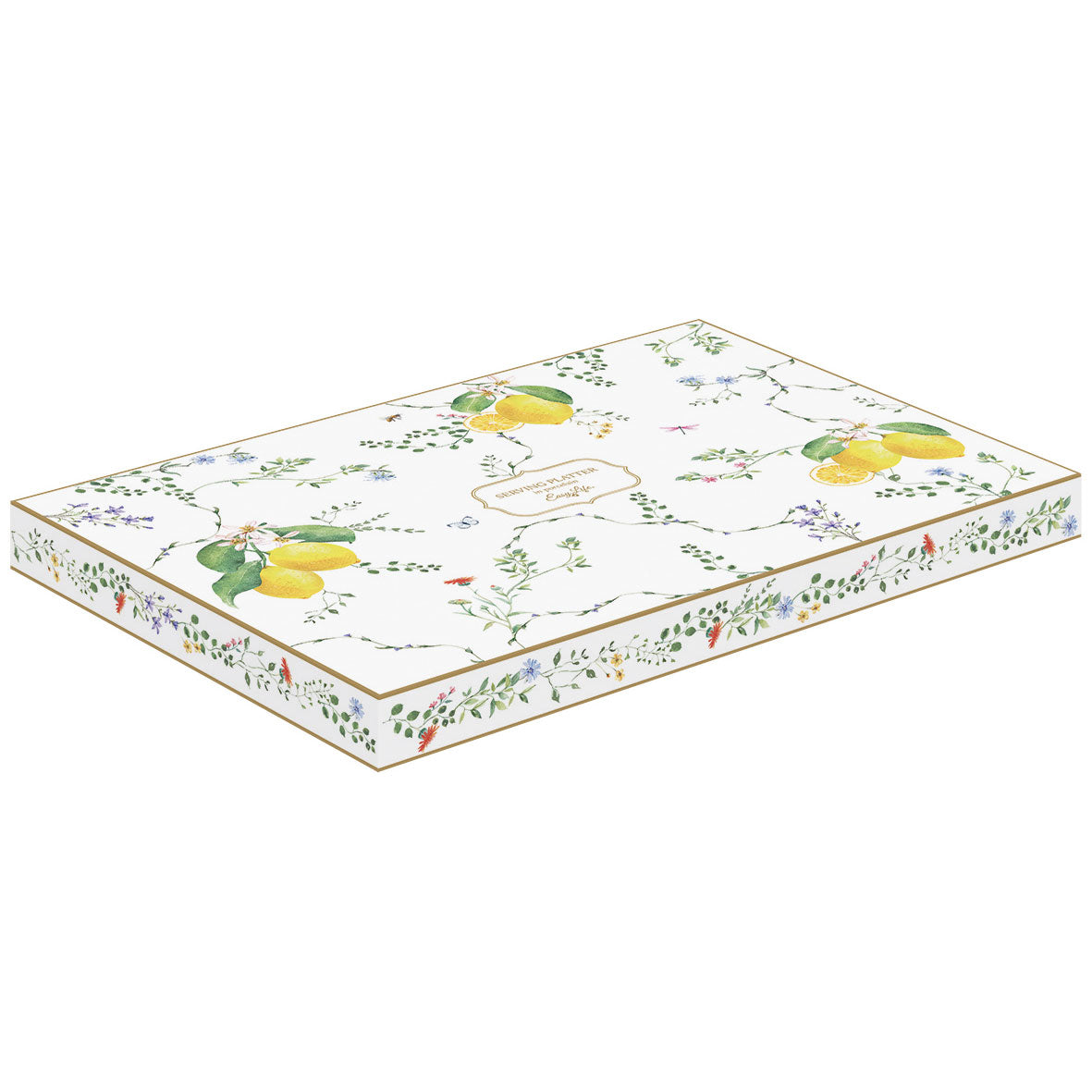 EASY LIFE Fleurs et Citrons Vassoio Rettangolare Limoni 36x24cm Porcellana