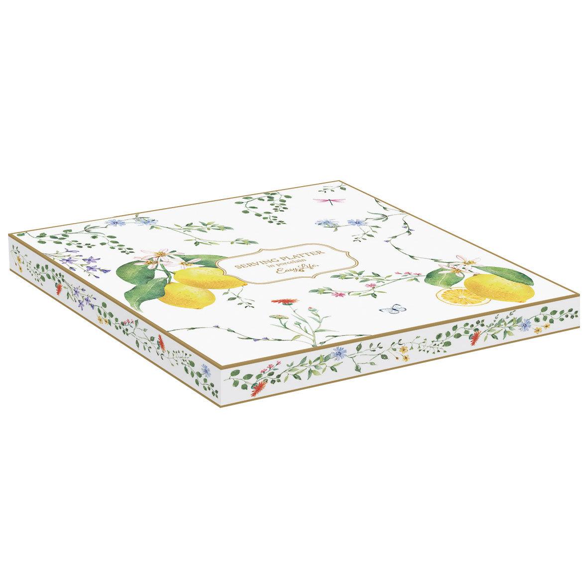 EASY LIFE Fleurs et Citrons Vassoio Limone 25x18cm Porcellana