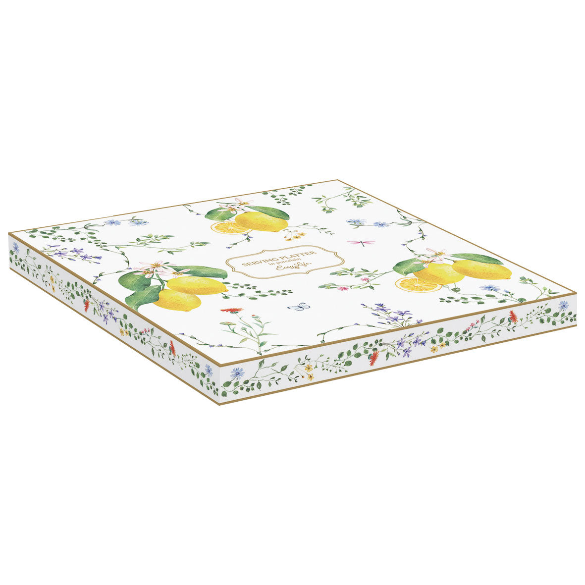EASY LIFE Fleurs et Citrons Vassoio Limone 30x21,5cm Porcellana