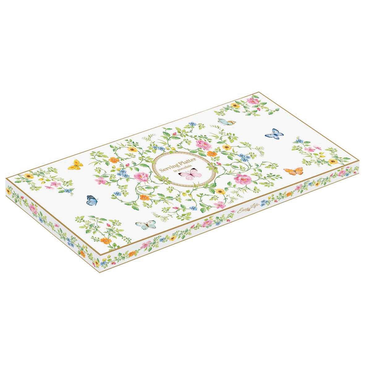 EASY LIFE Dancing Butterflies Vassoio Rettangolare 36x14,5cm Porcellana