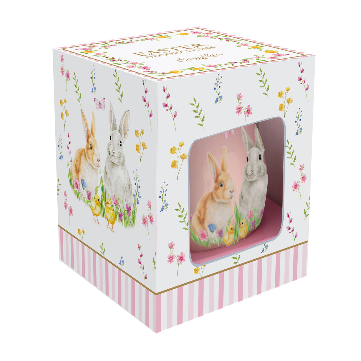 EASY LIFE Happy Easter Vassoio Addobbo Uovo Ovetto di Pasqua 6,5cm Rosa Ceramica