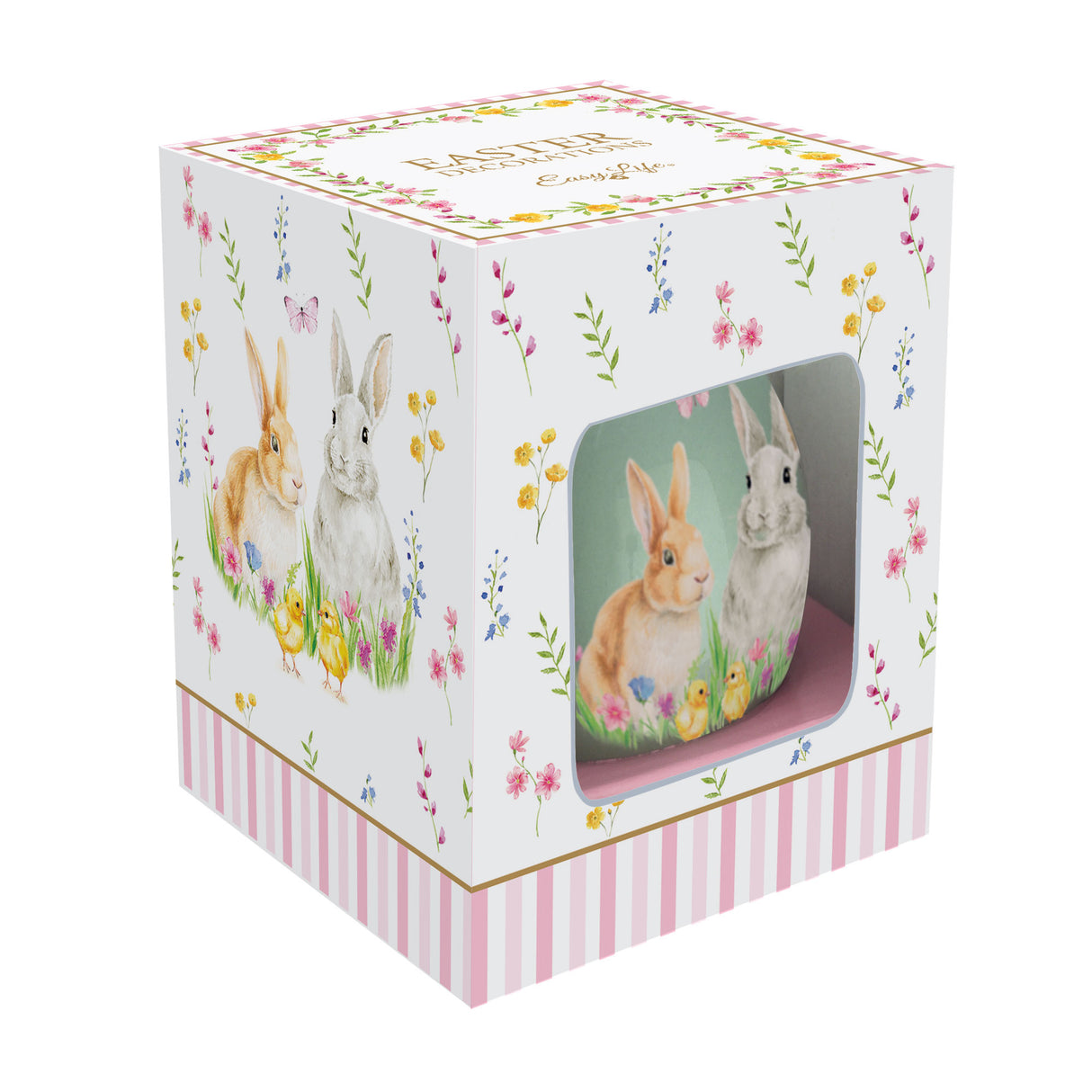 EASY LIFE Happy Easter Vassoio Addobbo Uovo Ovetto di Pasqua 6,5cm Verde Ceramica