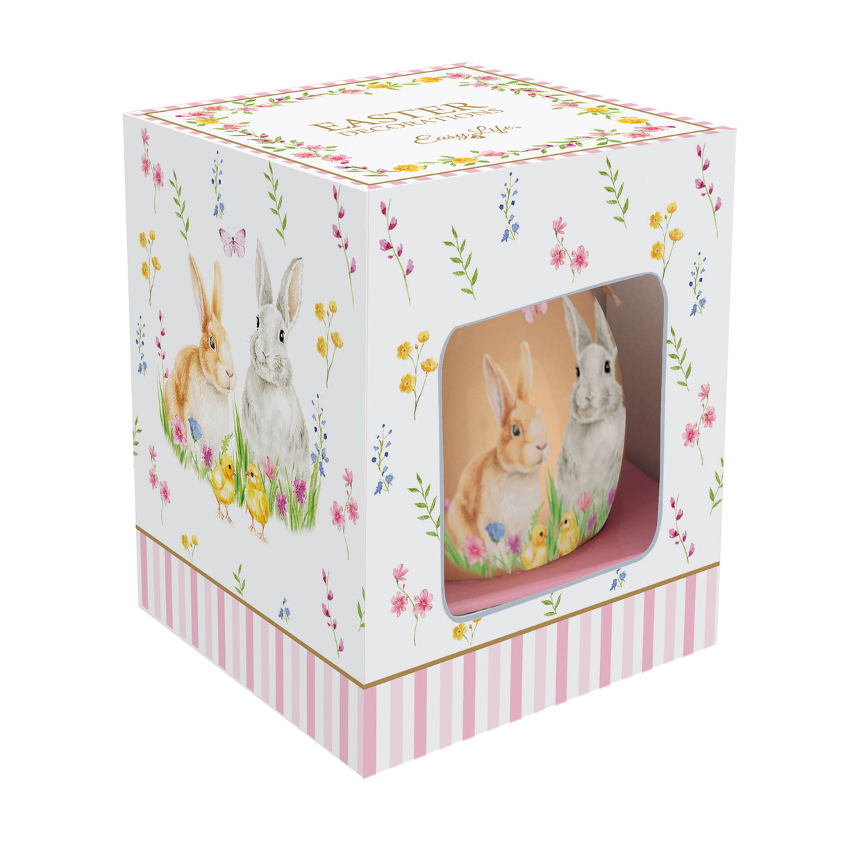 EASY LIFE Happy Easter Vassoio Addobbo Uovo Ovetto di Pasqua 6,5cm Arancio Ceramica