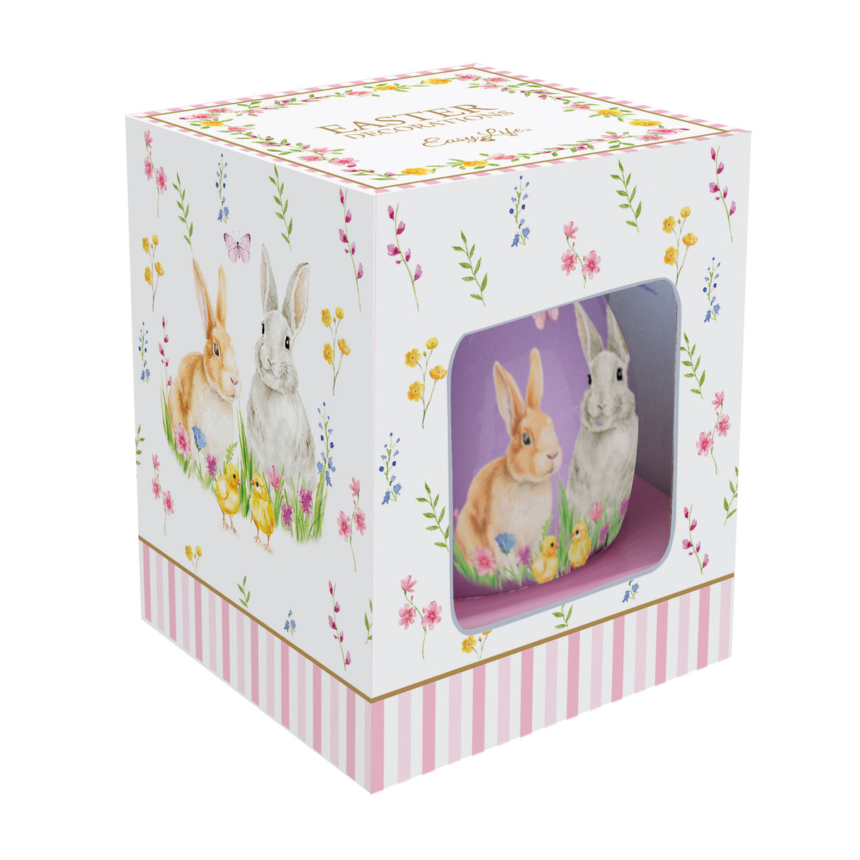 EASY LIFE Happy Easter Vassoio Addobbo Uovo Ovetto di Pasqua 6,5cm Viola Ceramica