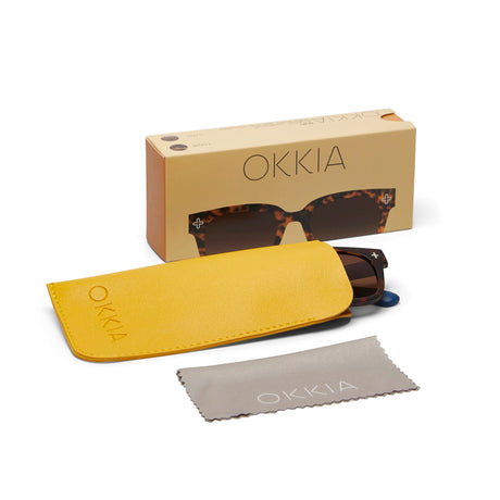 OKKIA Giovanni Occhiali da Sole Unisex Soft Touch Havana Blu