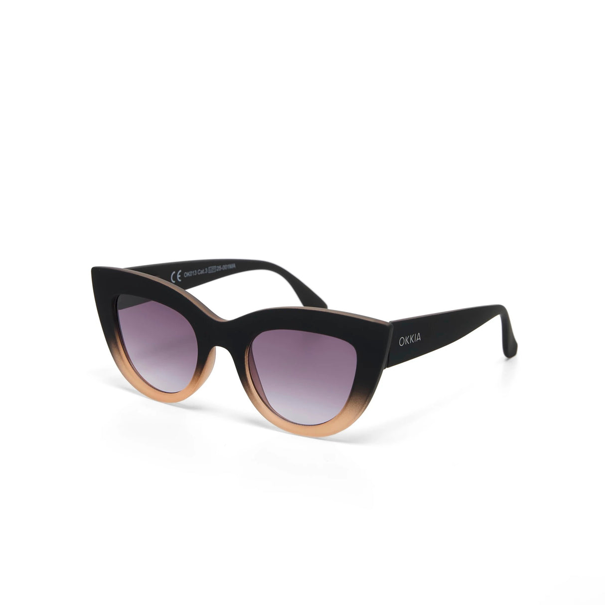 OKKIA Claudia Occhiali da Sole Donna Big Cat Eye Nero Sfumato Rosa