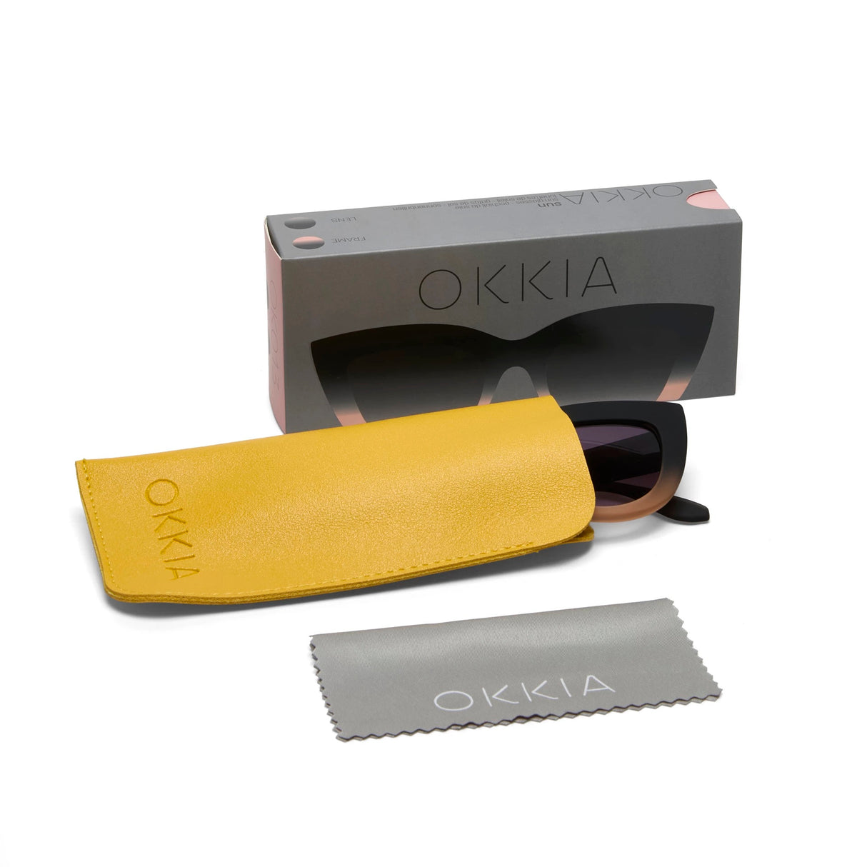 OKKIA Claudia Occhiali da Sole Donna Big Cat Eye Nero Sfumato Rosa