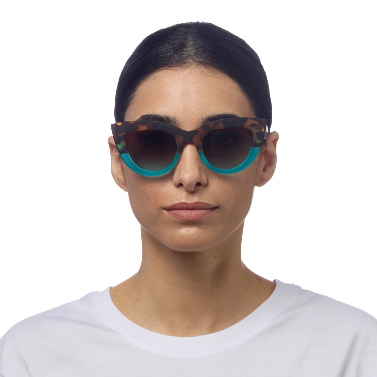 OKKIA Claudia Occhiali da Sole Donna Big Cat Eye Avana Blu