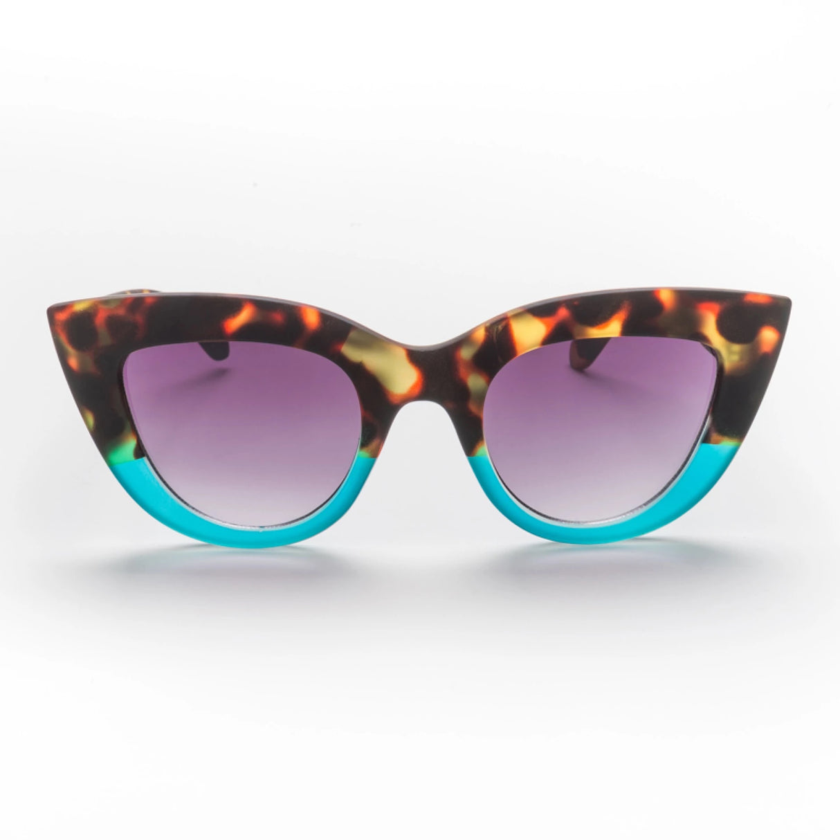 OKKIA Claudia Occhiali da Sole Donna Big Cat Eye Avana Blu