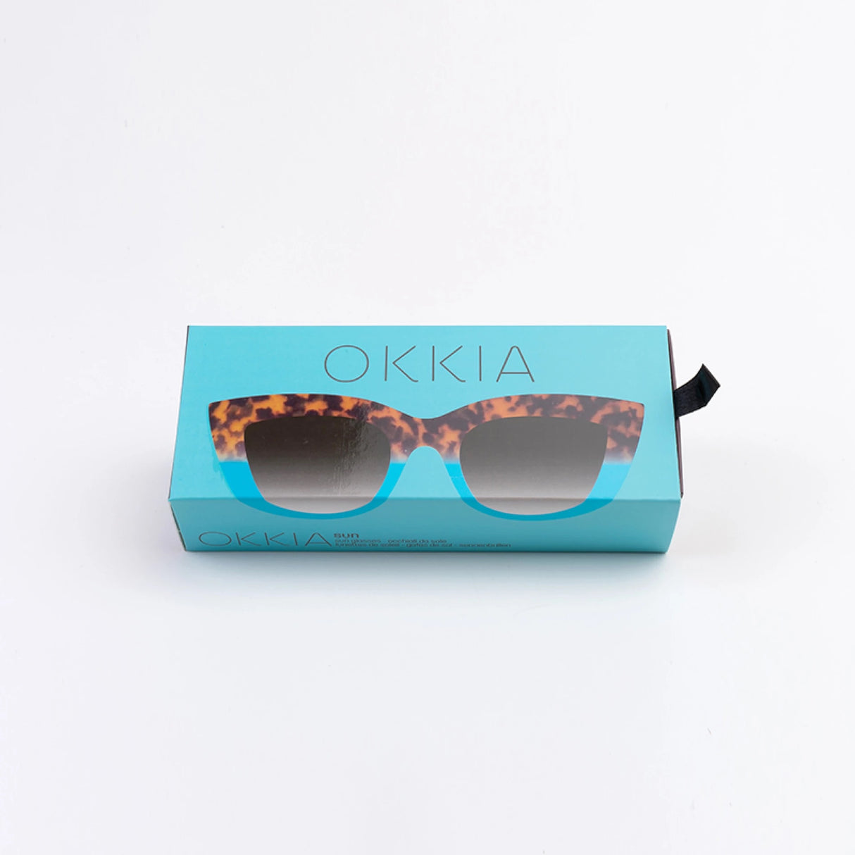OKKIA Claudia Occhiali da Sole Donna Big Cat Eye Avana Blu