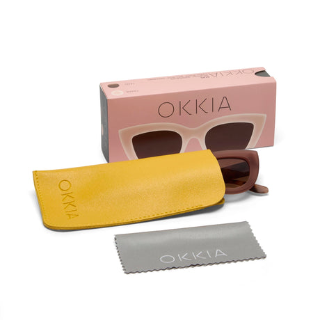 OKKIA Claudia Occhiali da Sole Donna Big Cat Eye Avana Rosa