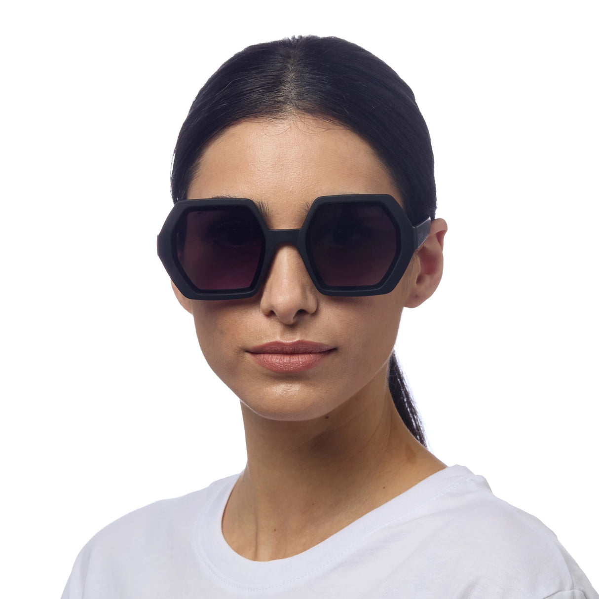 OKKIA Emma Occhiali da Sole Donna Esagonali Nero