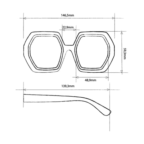 OKKIA Emma Occhiali da Sole Donna Esagonali Nero Sfumato Rosa