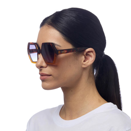 OKKIA Emma Occhiali da Sole Donna Esagonali Avana Giallo