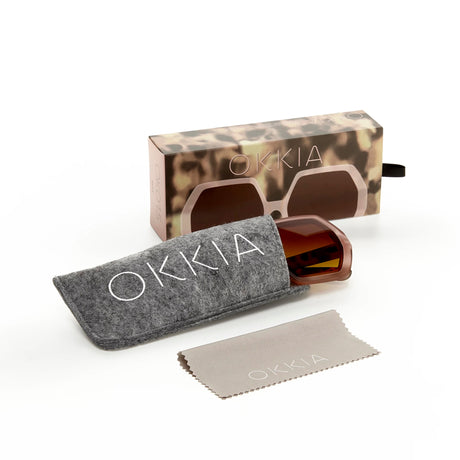 OKKIA Emma Occhiali da Sole Donna Esagonali Rosa Avana