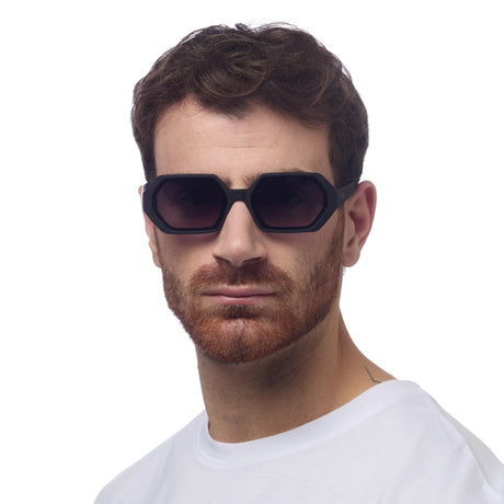 OKKIA Andrea Occhiali da Sole Unisex Esagonale Nero