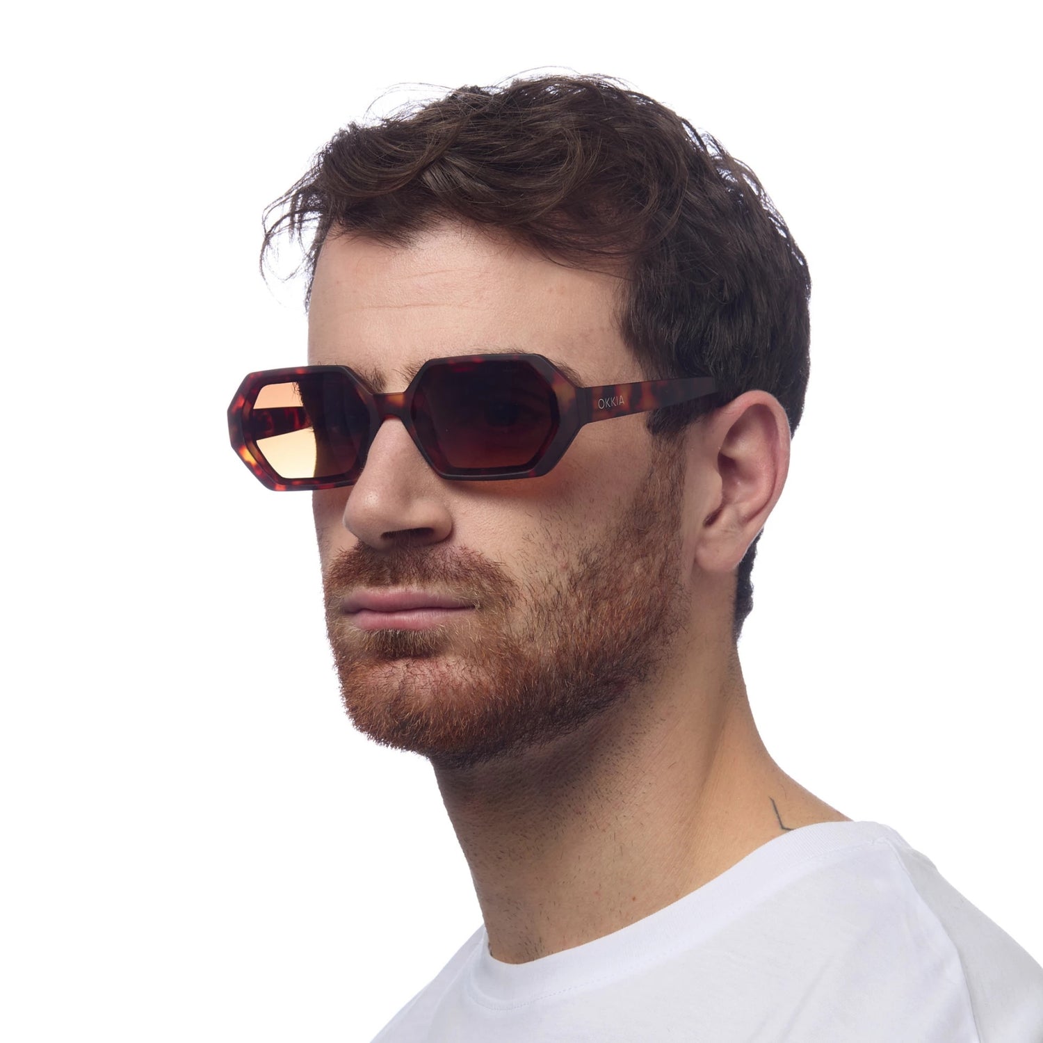 OKKIA Andrea Occhiali da Sole Unisex Esagonale Avana