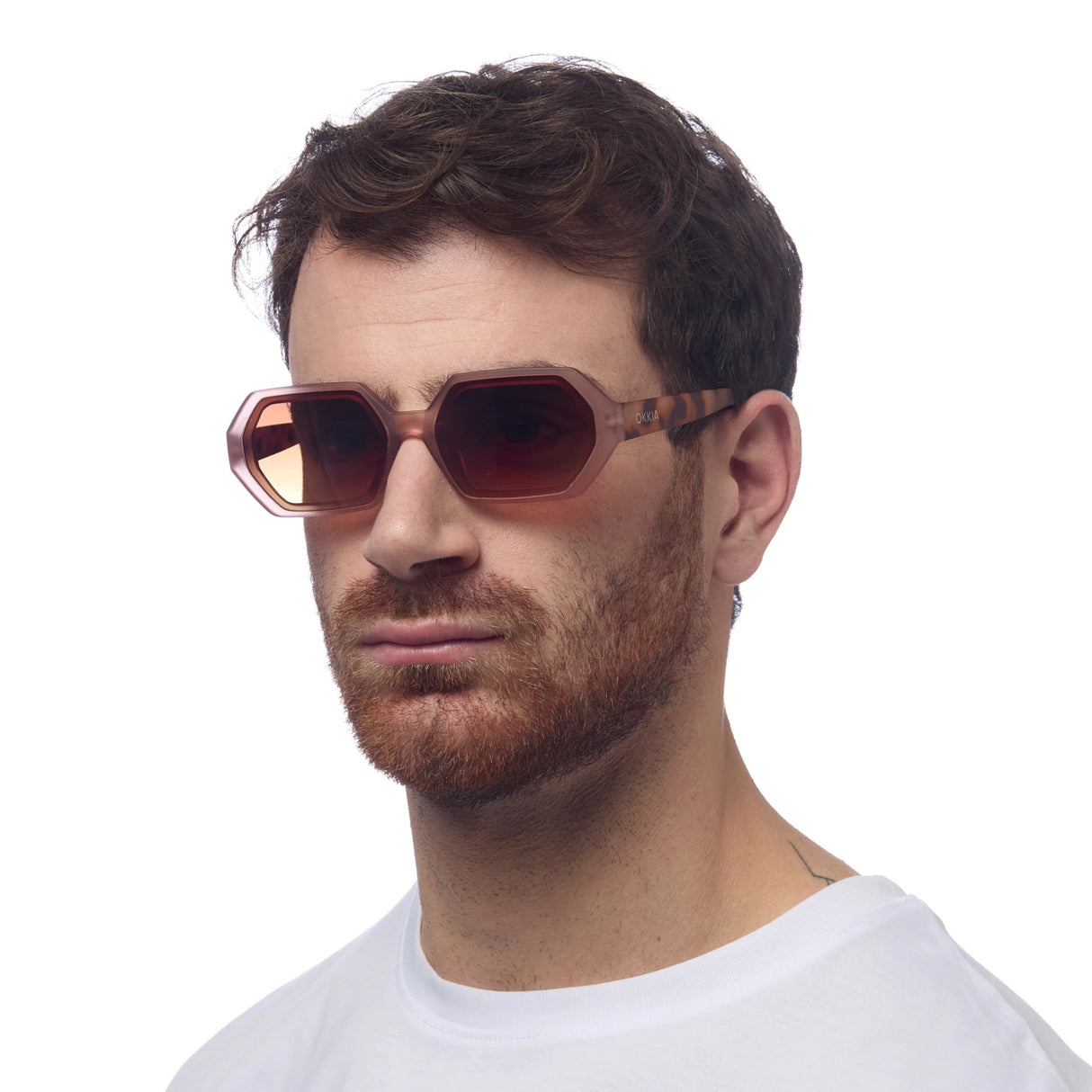 OKKIA Andrea Occhiali da Sole Unisex Esagonale Rosa Avana