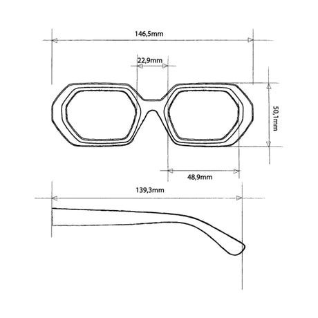 OKKIA Andrea Occhiali da Sole Unisex Esagonale Rosa Avana