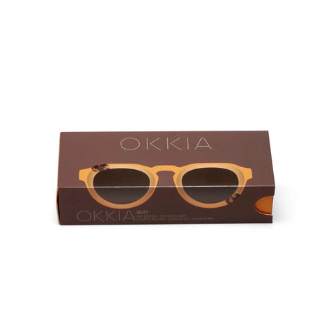 OKKIA Zeono Occhiali da Sole Unisex Tondo Giallo Avana