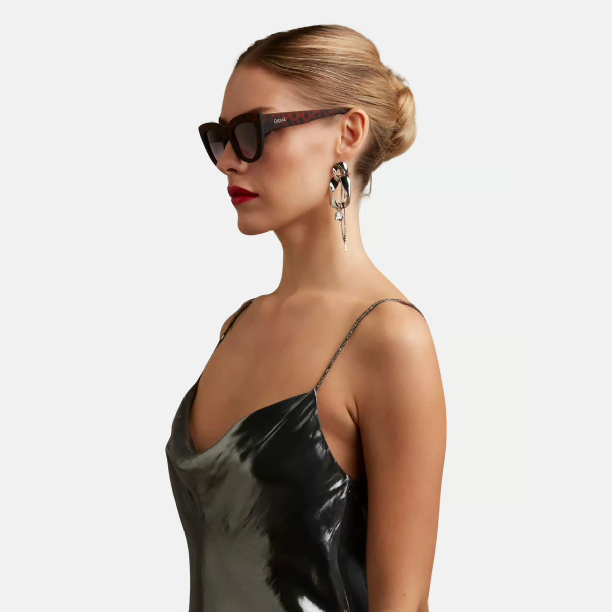 OKKIA Claudia Occhiali da Sole Donna Big Cat Eye Tartarugati